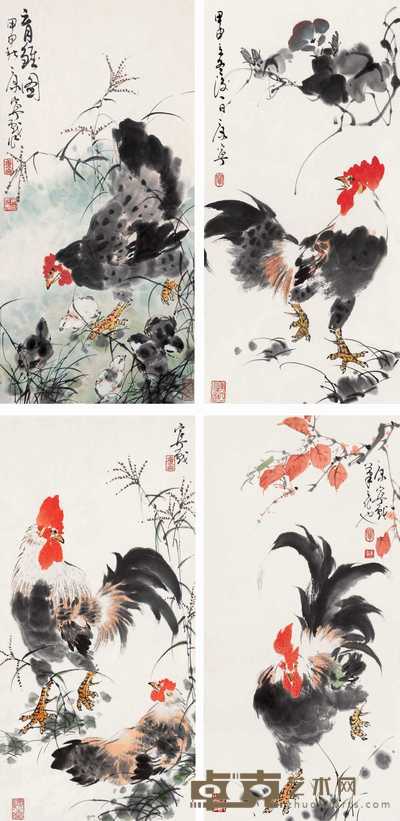 康宁 大吉图 四屏 66×33cm×4